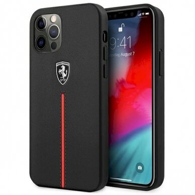 Originalus dėklas Ferrari FEOMSHCP12LBK iPhone 12 Pro Max Juodas hardcase Off Track Leather Nylon Stripe