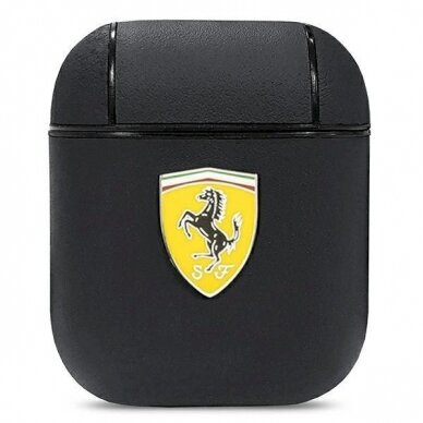 Originalus dėklas Ferrari FESA2LEBK AirPods cover Juodas On Track Leather