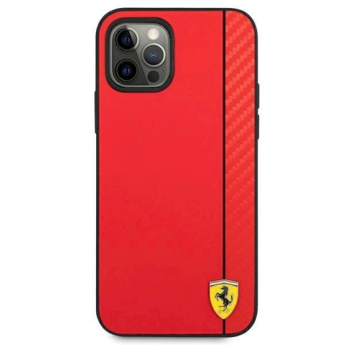 Originalus dėklas Ferrari FESAXHCP12LRE iPhone 12 Pro Max 6.7  Raudonas hardcase On Track Carbon Stripe 2