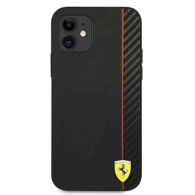 Originalus dėklas Ferrari FESAXHCP12SBK iPhone 12 mini 5.4  Juodas hardcase On Track Carbon Stripe 2