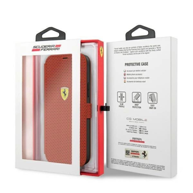 Originalus dėklas Ferrari FESPEFLBKP12SRE iPhone 12 mini 5.4  Raudonas book On Track Perforated 4