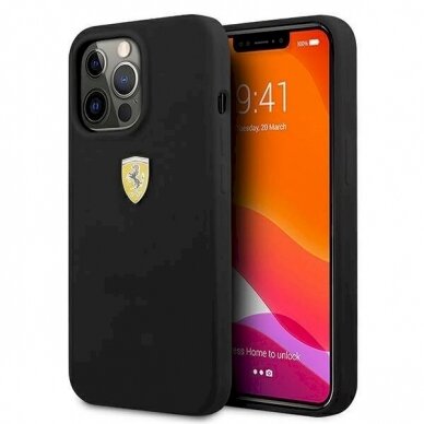 Originalus dėklas Ferrari FESSIHCP13LBK iPhone 13 Pro / 13 6.1  Juodas hardcase Silicone