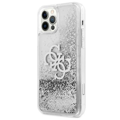 Originalus dėklas Guess Big Liquid Glitter iPhone 12 Pro Max Sidabrinis GUHCP12LLG4GSI 1