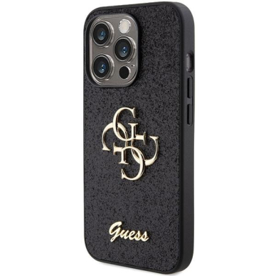 Originalus dėklas Guess Glitter Script Big 4G case skirta iPhone 15 Pro Max - Juodas 1