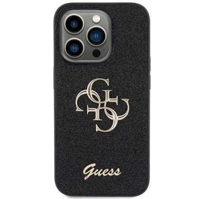 Originalus dėklas Guess Glitter Script Big 4G case skirta iPhone 15 Pro Max - Juodas 2