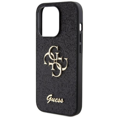 Originalus dėklas Guess Glitter Script Big 4G case skirta iPhone 15 Pro Max - Juodas 5