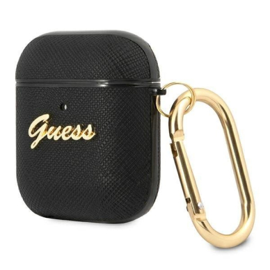 Originalus dėklas Guess GUA2SASMK AirPods cover Juodas Saffiano Script Metal Collection 2