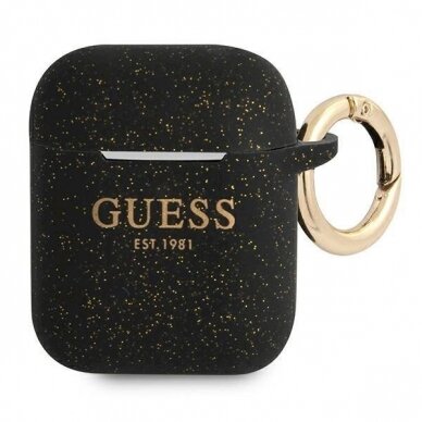 Originalus dėklas Guess GUA2SGGEK AirPods cover Juodas Silicone Glitter 2