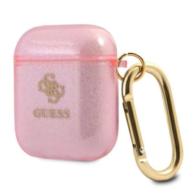 Originalus dėklas Guess GUA2UCG4GP AirPods cover rožinis/rožinis Glitter Collection 2