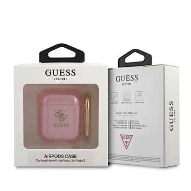 Originalus dėklas Guess GUA2UCG4GP AirPods cover rožinis/rožinis Glitter Collection 3