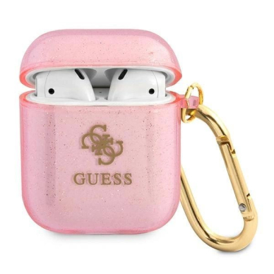 Originalus dėklas Guess GUA2UCG4GP AirPods cover rožinis/rožinis Glitter Collection