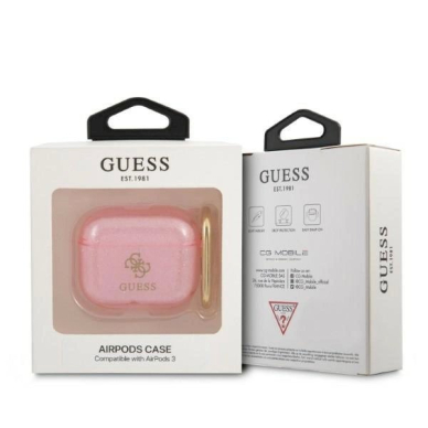 Originalus dėklas Guess GUA3UCG4GP AirPods 3 cover rožinis/rožinis Glitter Collection 1