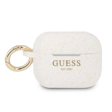 Originalus dėklas Guess GUAPSGGEH AirPods Pro cover Baltas/Baltas Silicone Glitter