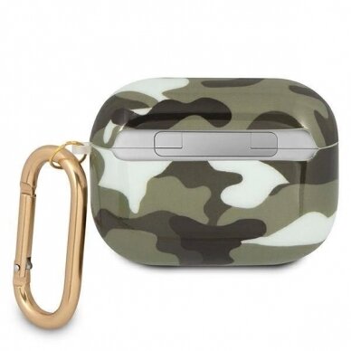 Originalus dėklas Guess GUAPUCAMA AirPods Pro cover žalias/khaki Camo Collection 1