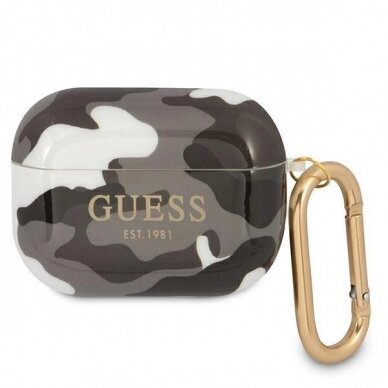 Originalus dėklas Guess GUAPUCAMG AirPods Pro cover Juodas Camo Collection 2