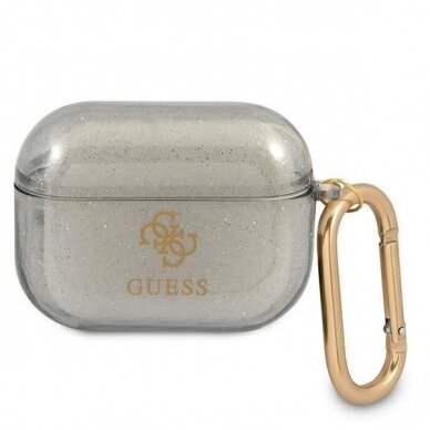 Originalus dėklas Guess GUAPUCG4GK AirPods Pro cover Juodas Glitter Collection