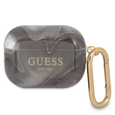 Originalus dėklas Guess GUAPUNMK AirPods Pro cover Juodas Marble Collection