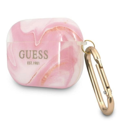 Originalus dėklas Guess GUAPUNMP AirPods Pro cover rožinis/rožinis Marble Collection 1