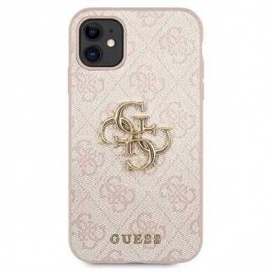 Originalus dėklas Guess GUHCN614GMGPI iPhone 11 6.1 / Xr rožinis / rožinis hardcase 4G Big Metal Logo 2