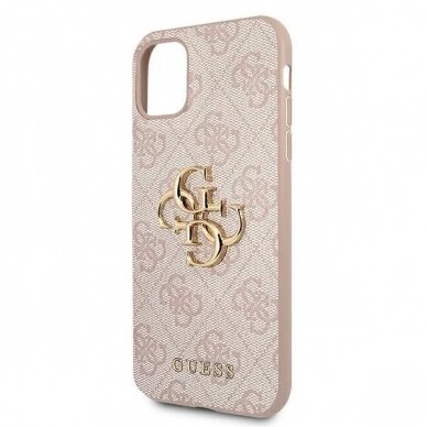 Originalus dėklas Guess GUHCN614GMGPI iPhone 11 6.1 / Xr rožinis / rožinis hardcase 4G Big Metal Logo 5