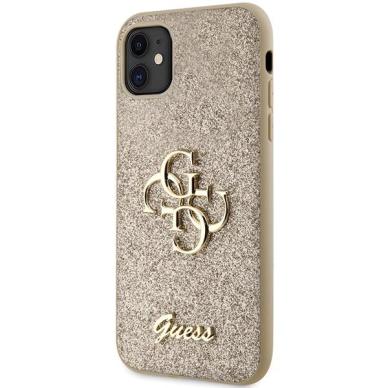 Originalus dėklas Guess GUHCN61HG4SGD case skirta iPhone 11 / Xr - gold Glitter Script Big 4G 1