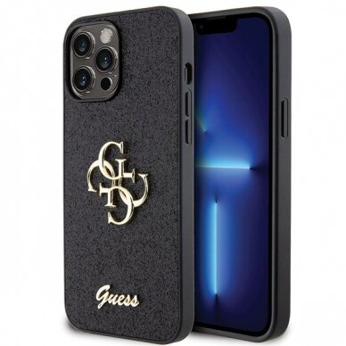 Originalus dėklas Guess GUHCN61HG4SGK case skirta iPhone 11 / Xr - Juodas Glitter Script Big 4G 2