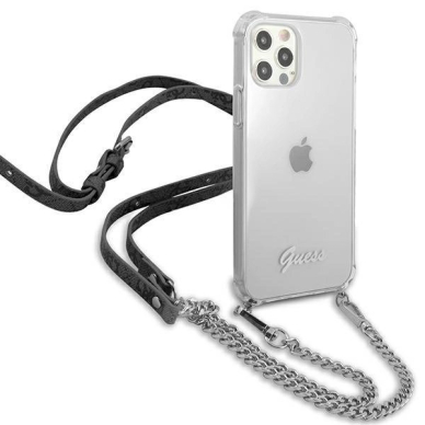 Originalus dėklas Guess GUHCP12LKC4GSSI iPhone 12 Pro Max 6.7  Permatomas hardcase 4G Silver Chain 3