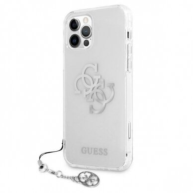 Originalus dėklas Guess GUHCP12LKS4GSI iPhone 12 Pro Max 6.7  Permatomas hardcase 4G Silver Charms Collection 1