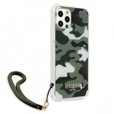 Originalus dėklas Guess GUHCP12LKSARKA iPhone 12 Pro Max 6.7  žalias/khaki hardcase Camo Collection 3