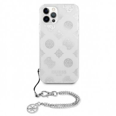 Originalus dėklas Guess GUHCP12LKSPESI iPhone 12 Pro Max 6.7  Sidabrinis hardcase Peony Chain Collection 2