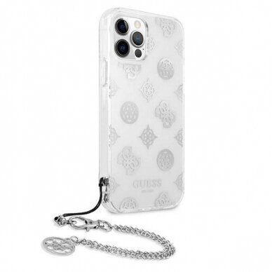 Originalus dėklas Guess GUHCP12LKSPESI iPhone 12 Pro Max 6.7  Sidabrinis hardcase Peony Chain Collection 3