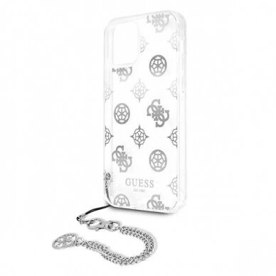 Originalus dėklas Guess GUHCP12LKSPESI iPhone 12 Pro Max 6.7  Sidabrinis hardcase Peony Chain Collection 5