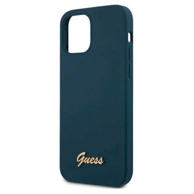 Originalus dėklas Guess GUHCP12LLSLMGBL iPhone 12 Pro Max 6.7  Mėlynas/Mėlynas hardcase Metal Logo Script 5