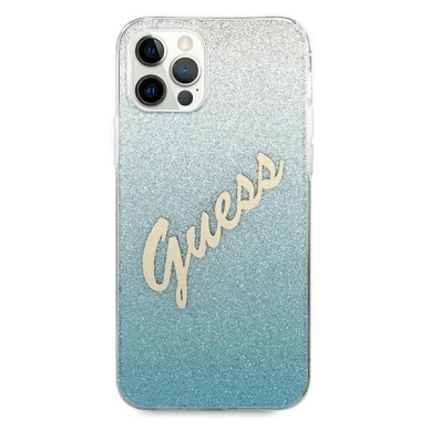 Originalus dėklas Guess GUHCP12LPCUGLSBL iPhone 12 Pro Max 6.7  Mėlynas/Mėlynas hardcase Glitter Gradient Script 2