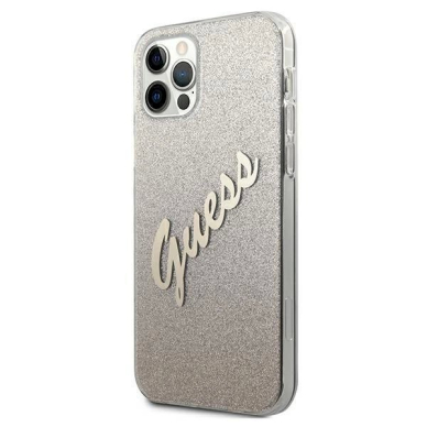 Originalus dėklas Guess GUHCP12LPCUGLSGO iPhone 12 Pro Max 6.7  gold/gold hardcase Glitter Gradient Script 1