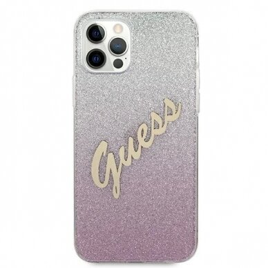 Originalus dėklas Guess GUHCP12LPCUGLSPI iPhone 12 Pro Max 6.7  rožinis/rožinis hardcase Glitter Gradient Script 2