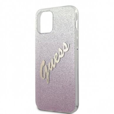 Originalus dėklas Guess GUHCP12LPCUGLSPI iPhone 12 Pro Max 6.7  rožinis/rožinis hardcase Glitter Gradient Script 5