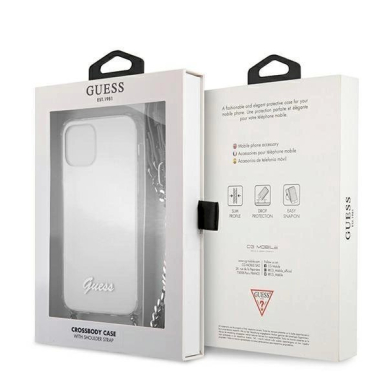 Originalus dėklas Guess GUHCP12MKC4GSSI iPhone 12/12 Pro 6.1  Permatomas hardcase 4G Silver Chain 7