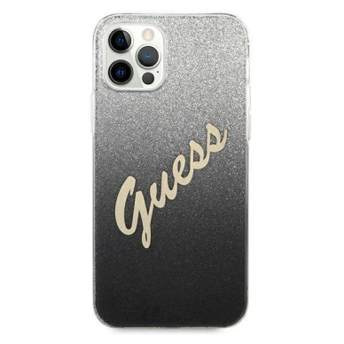 Originalus dėklas Guess GUHCP12MPCUGLSBK iPhone 12/12 Pro 6.1  Juodas hardcase Glitter Gradient Script 2