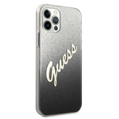 Originalus dėklas Guess GUHCP12MPCUGLSBK iPhone 12/12 Pro 6.1  Juodas hardcase Glitter Gradient Script 3