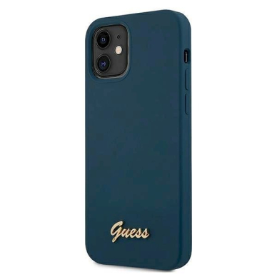 Originalus dėklas Guess GUHCP12SLSLMGBL iPhone 12 mini 5.4  Mėlynas/Mėlynas hardcase Metal Logo Script 1