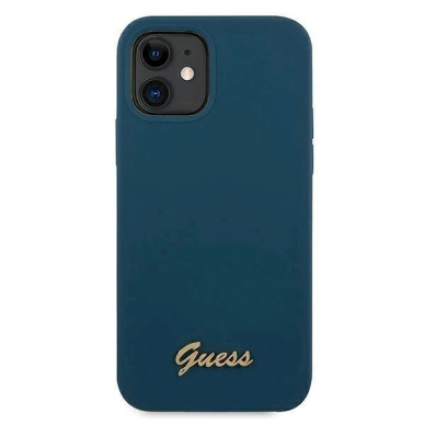 Originalus dėklas Guess GUHCP12SLSLMGBL iPhone 12 mini 5.4  Mėlynas/Mėlynas hardcase Metal Logo Script 2