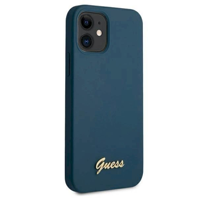 Originalus dėklas Guess GUHCP12SLSLMGBL iPhone 12 mini 5.4  Mėlynas/Mėlynas hardcase Metal Logo Script 3