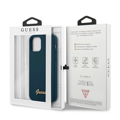 Originalus dėklas Guess GUHCP12SLSLMGBL iPhone 12 mini 5.4  Mėlynas/Mėlynas hardcase Metal Logo Script 7