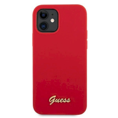 Originalus dėklas Guess GUHCP12SLSLMGRE iPhone 12 mini 5.4  Raudonas Metal Logo Script 1