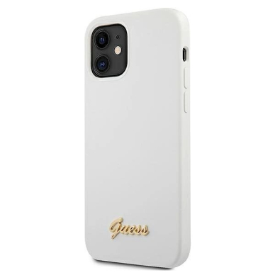 Originalus dėklas Guess GUHCP12SLSLMGWH iPhone 12 mini 5.4  Baltas/Baltas hardcase Metal Logo Script 1