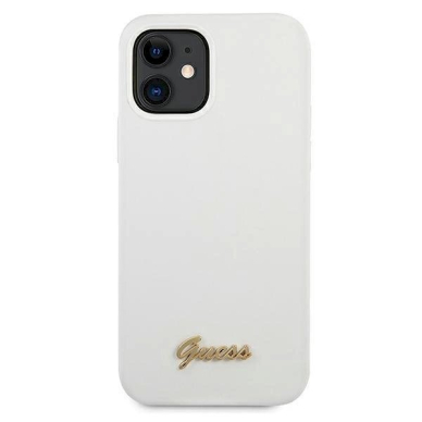 Originalus dėklas Guess GUHCP12SLSLMGWH iPhone 12 mini 5.4  Baltas/Baltas hardcase Metal Logo Script 2