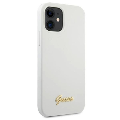 Originalus dėklas Guess GUHCP12SLSLMGWH iPhone 12 mini 5.4  Baltas/Baltas hardcase Metal Logo Script 3