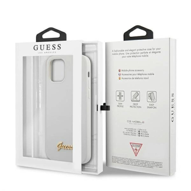 Originalus dėklas Guess GUHCP12SLSLMGWH iPhone 12 mini 5.4  Baltas/Baltas hardcase Metal Logo Script 7