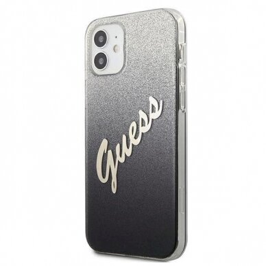 Originalus dėklas Guess GUHCP12SPCUGLSBK iPhone 12 mini 5.4  Juodas Glitter Gradient Script 1